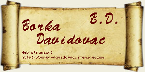 Borka Davidovac vizit kartica